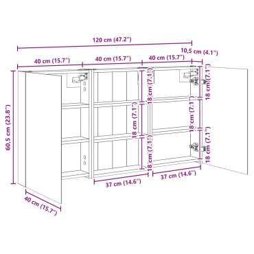 vidaXL Σετ Ντουλαπιών Μπάνιου 3 τεμ. 120x10,5x60,5 εκ