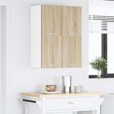 vidaXL Κρεμαστό ντουλάπι Σομόνα Δρυς και Λευκό 60x31x40 εκ