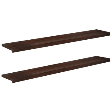 vidaXL Παράθυρα 2 τμχ. Σκούρο Καφέ 160 x 30 x 2 cm Στερεό ξύλο οξιάς