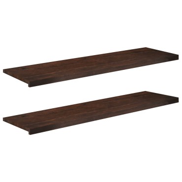 vidaXL Παράθυρα 2 τμχ. Σκούρο Καφέ 140 x 40 x 2 cm Στερεό ξύλο οξιάς