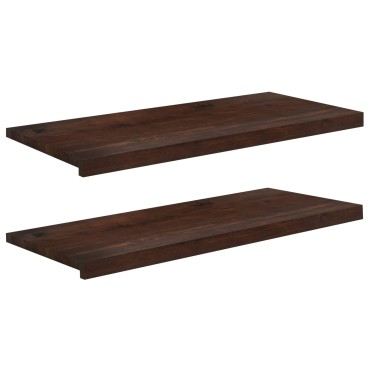 vidaXL Παράθυρα 2 τμχ. Σκούρο Καφέ 100 x 40 x 2 cm Στερεό ξύλο οξιάς