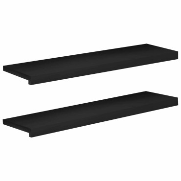 vidaXL Παράθυρα 2 τμχ. Μαύρο 90 x 25 x 2 cm Στερεό ξύλο οξιάς