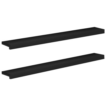 vidaXL Παράθυρα 2 τμχ. Μαύρο 120 x 15 x 2 cm Στερεό ξύλο οξιάς
