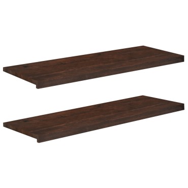 vidaXL Παράθυρα 2 τμχ. Σκούρο Καφέ 110 x 40 x 2 cm Στερεό ξύλο οξιάς