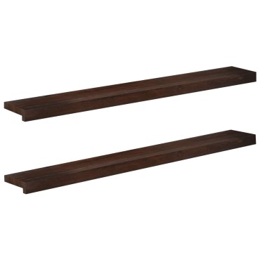 vidaXL Παράθυρα 2 τμχ. Σκούρο Καφέ 110 x 20 x 2 cm Στερεό ξύλο οξιάς
