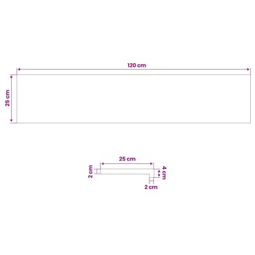 vidaXL Παράθυρα 2 τμχ. Μαύρο 120 x 25 x 2 cm Στερεό ξύλο οξιάς