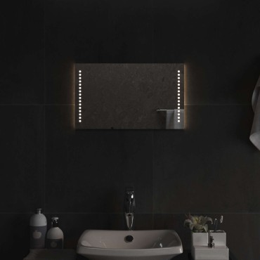 vidaXL Καθρέφτης μπάνιου LED Διαφανές 50 x 30 cm σκληρυμένο γυαλί
