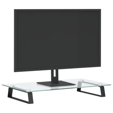vidaXL Βάση Οθόνης Μαύρη 60x35x8 εκ. από Ψημένο Γυαλί και Μέταλλο