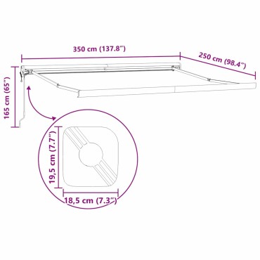 vidaXL Σκελετός Τέντας Λευκό 350 x 250 εκ Αλουμίνιο