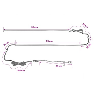 vidaXL Λωρίδα LED 2 τμχ. Μαύρο SMD5050
