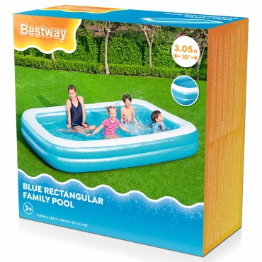 Bestway Φουσκωτή πισίνα 305 x 183 x 46 εκ Ορθογώνιος για Μπλε