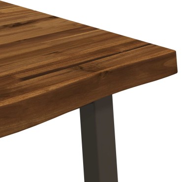 vidaXL 140x70x75cm Στερεό Ξύλο Ακακίας Φυσικό και Καφέ Ορθογώνιος