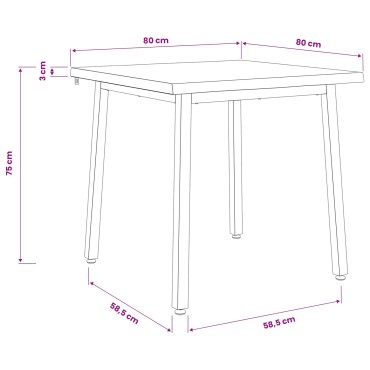 vidaXL 80x80x75cm Στερεό Ξύλο Ακακίας Σκούρο Καφέ και Μαύρο
