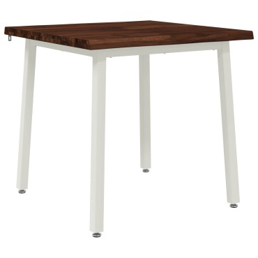 vidaXL 80x80x75cm Στερεό Ξύλο Ακακίας Σκούρο Καφέ και Λευκό