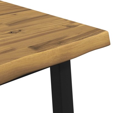 vidaXL 80x80x75cm Στερεό Ξύλο Ακακίας Λευκό και Μαύρο τετράγωνο