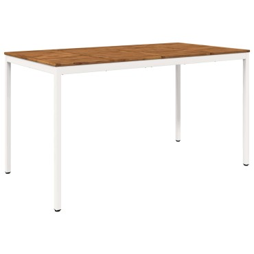 vidaXL Τραπέζι μπαρ κήπου Φυσικό και Λευκό 196x100,5x105 εκ 1 τεμ.