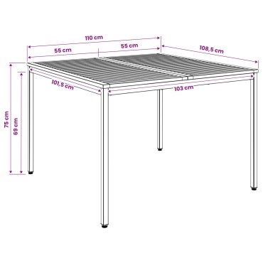 vidaXL Τραπέζι δείπνου κήπου Λευκό 110x108,5x75 εκ 1 τεμ.