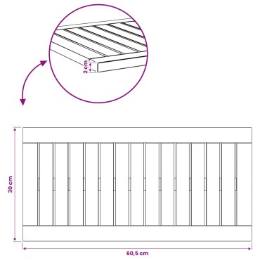 vidaXL Καπάκι τραπεζιού 60,5x30x2cm Ορθογώνιος Λευκό