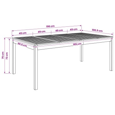 vidaXL Τραπέζι δείπνου κήπου Λευκό 196x100,5x75 εκ 1 τεμ.