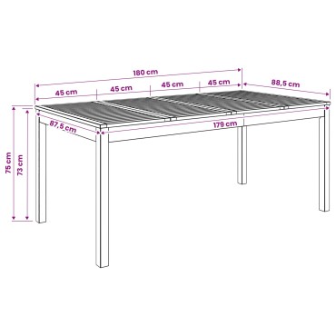 vidaXL Τραπέζι δείπνου κήπου Λευκό 180x88,5x75 εκ 1 τεμ.