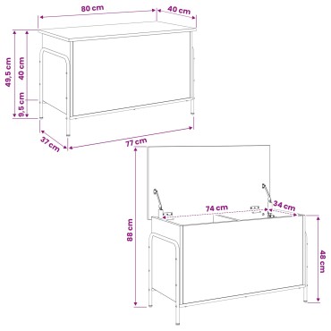 vidaXL Κουτί αποθήκευσης Sonoma Δρυς 80x40x49,5 εκ