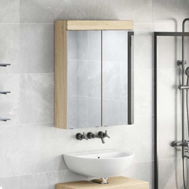 vidaXL Καθρέφτης Ντουλάπα Μπάνιου TULUM Δρύς Sonoma 60x16,5x78 εκ 1 τεμ.