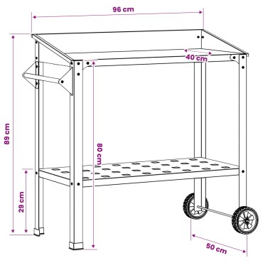 vidaXL Τραπέζι Φυτεύσεων με Ρόδες 96 x 50 x 89 εκ.