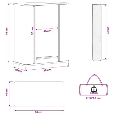 vidaXL Πάγκος έκθεσης Ανοιχτό καφέ και Λευκό 80 x 40 x 93 εκ.