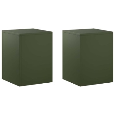 vidaXL Βάση φυτών 2 pcs Λαδί 30 x 30 x 40 cm Ατσάλι