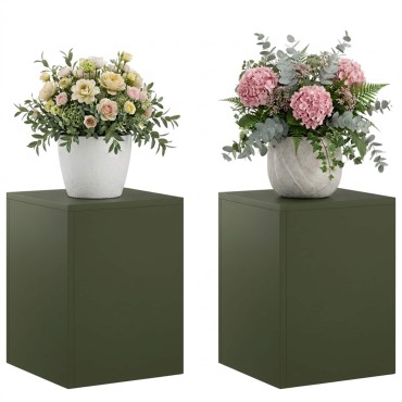 vidaXL Βάση φυτών 2 pcs Λαδί 30 x 30 x 40 cm Ατσάλι