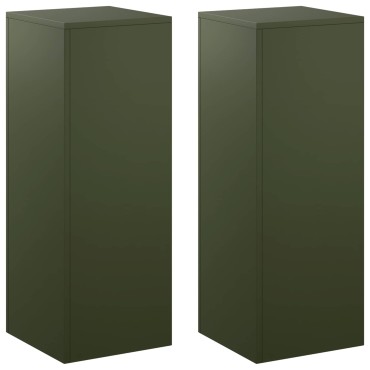 vidaXL Βάση φυτών 2 pcs Λαδί 30 x 30 x 80 cm Ατσάλι