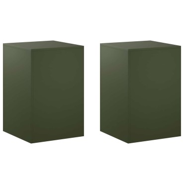 vidaXL Βάση φυτών 2 pcs Λαδί 40 x 40 x 60 cm Ατσάλι
