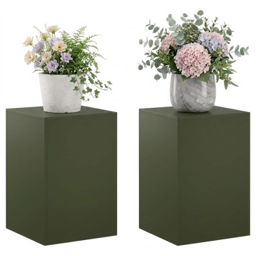vidaXL Βάση φυτών 2 pcs Λαδί 40 x 40 x 60 cm Ατσάλι