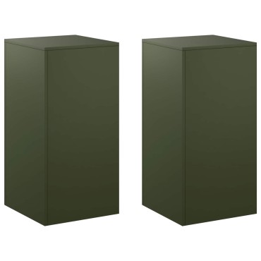 vidaXL Βάση φυτών 2 pcs Λαδί 40 x 40 x 80 cm Ατσάλι