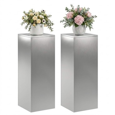vidaXL Βάση φυτών 2 pcs Ασημί 30 x 30 x 80 cm Ανοξείδωτο Ατσάλι