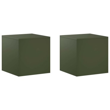 vidaXL Βάση φυτών 2 pcs Λαδί 40 x 40 x 40 cm Ατσάλι