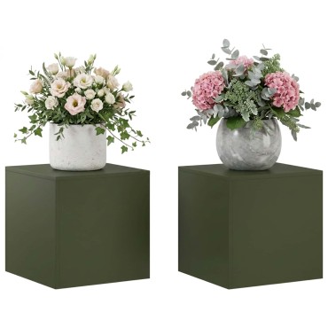 vidaXL Βάση φυτών 2 pcs Λαδί 40 x 40 x 40 cm Ατσάλι