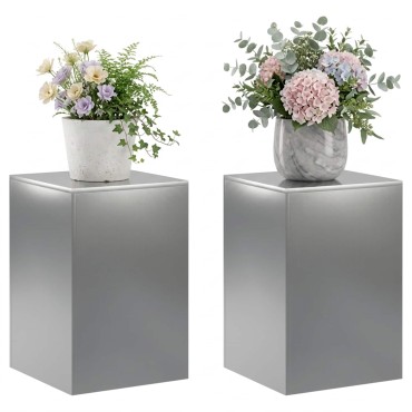 vidaXL Βάση φυτών 2 pcs Ασημί 40 x 40 x 60 cm Ανοξείδωτο Ατσάλι