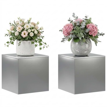 vidaXL Βάση φυτών 2 pcs Ασημί 40 x 40 x 40 cm Ανοξείδωτο Ατσάλι