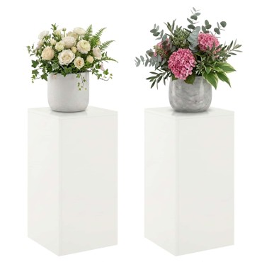 vidaXL Βάση φυτών 2 pcs Λευκό 30 x 30 x 60 cm Ατσάλι