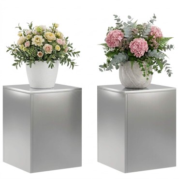 vidaXL Βάση φυτών 2 pcs Ασημί 30 x 30 x 40 cm Ανοξείδωτο Ατσάλι