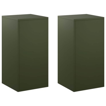 vidaXL Βάση φυτών 2 pcs Λαδί 30 x 30 x 60 cm Ατσάλι