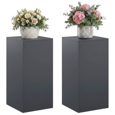 vidaXL Βάση φυτών 2 pcs Ανθρακί 40 x 40 x 80 cm Γαλβανισμένος Χάλυβας