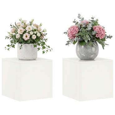 vidaXL Βάση φυτών 2 pcs Λευκό 40 x 40 x 40 cm Ατσάλι