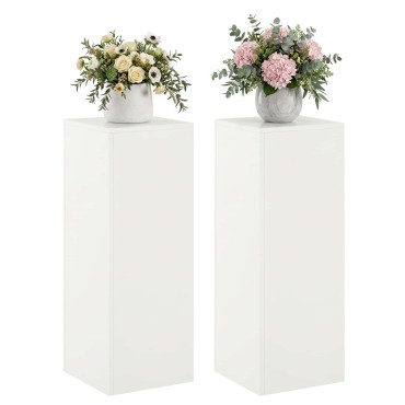 vidaXL Βάση φυτών 2 pcs Λευκό 30 x 30 x 80 cm Ατσάλι