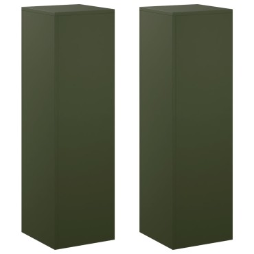 vidaXL Βάση φυτών 2 pcs Λαδί 30 x 30 x 100 εκ Ατσάλι