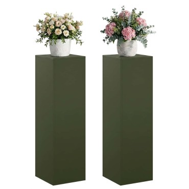vidaXL Βάση φυτών 2 pcs Λαδί 30 x 30 x 100 εκ Ατσάλι