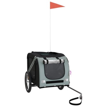 vidaXL Τρέιλερ Ποδηλάτου Κατοικίδιων Μαύρο/Γκρι Ύφασμα Oxford/Σίδηρος
