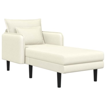 vidaXL Μεγάλο ανάκλιντρο Κρεμ Βελούδο 84x173x86cm