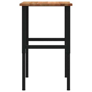 vidaXL πάγκος εργασίας ανοιχτό καφέ 100x60x(71,5-98)cm μασίφ ξύλο δρυς